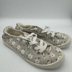 Isaac Mizrahi Reesa Cat Print Canvas Sneakers Size 9M Casual Lace-Up